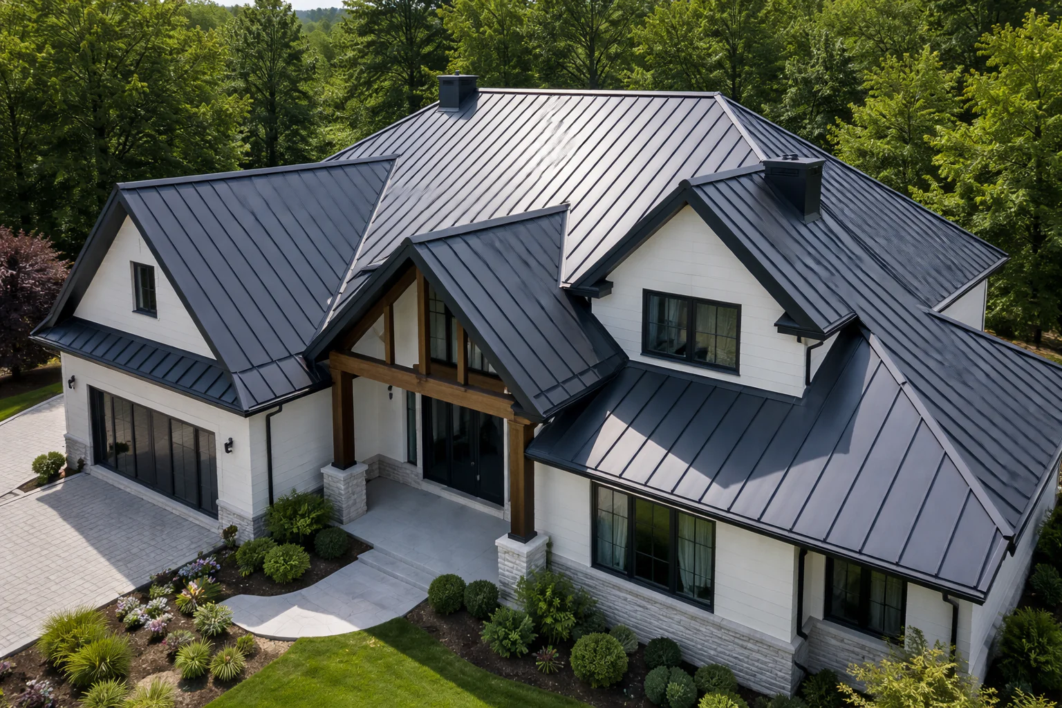 Metal roof aerial view